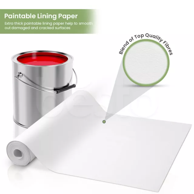 Paintable Lining Paper for Walls Palin White Thick Backing Covering Wallpapers