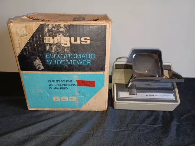 Caja electrónica visor de película deslizante electromática vintage Argus 693 ~ funciona