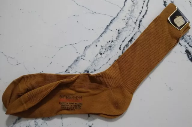 VTG 70's Deadstock NWT Montgomery Ward Mens Nylon Crew Socks 10-13 Burnt Orange