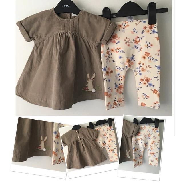 New George baby girls floral leggjngs & next exc used bunny tunic 0-3 months
