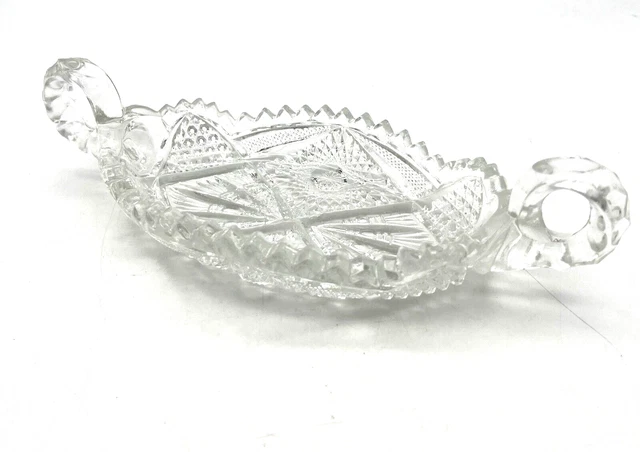 American Brilliant Period Cut Glass 2 Handle Bowl  Nappy Tidbit/Nut/ Candy Dish