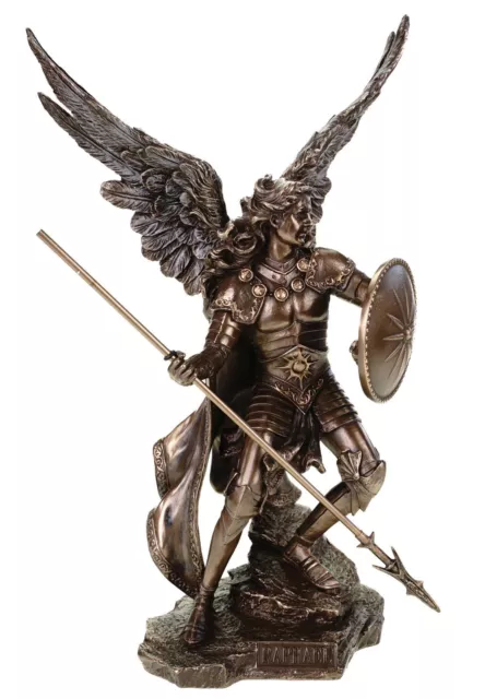 Erzengel Raphael Schutzengel Figur bronziert 34 cm Michael Archangel Dekofigur