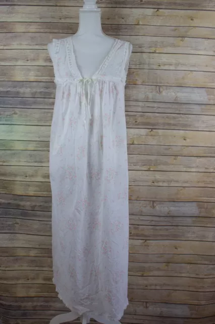 Vintage Christian Dior Womens 100% Cotton Sleeveless Nightgown Size S