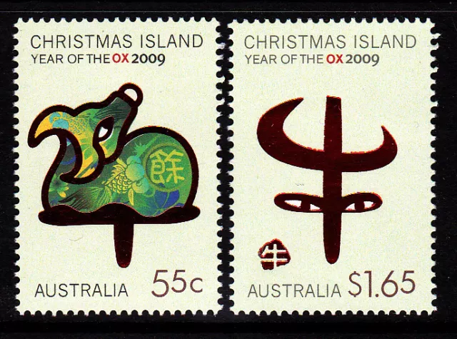 2009 Christmas Island Year of The OX - MUH Set of 2