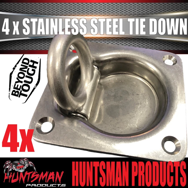 X4 STAINLESS STEEL Lashing Ring Tie Down Points 95mm x 102mm Anchor