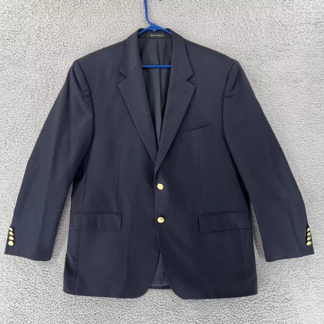 Ralph Lauren Jacket Mens 44R Navy Blue Wool Gold 2 Button Blazer Sport Coat