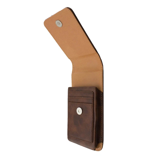 Custodia In Vera Pelle Con Clip Da Cintura Per Orange Hapi 50 - Caseroxx Borsa In Pelle Nera Con Finestra Trasparente - Protezione Su Misura E Pratica Clip