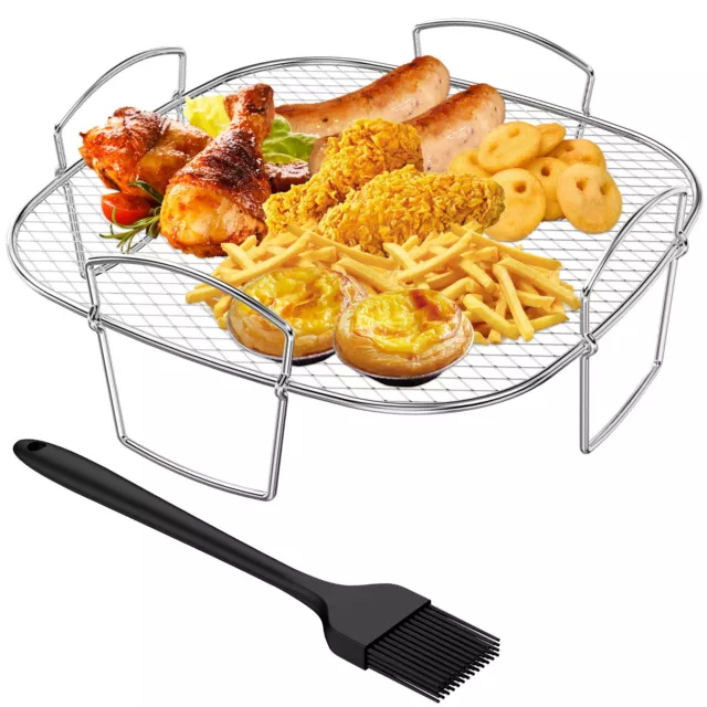 >Stainless Steel Air Fryer Rack Grill Cooking Toast Holder Food Dehydrator Rack≠