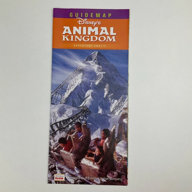 Theme Part Guide Map 1999 DISNEY ANIMAL Kingdom Theme Park Map Guide Tarzan Rocks Cover ...