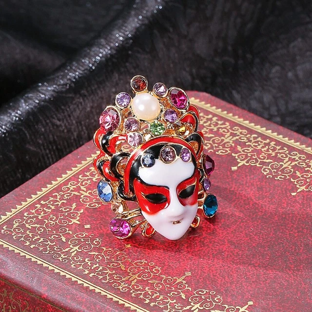 Chinese Style Beijing Opera Dao Ma Dan Mask Ring Ethnic Style Lady's Index Finge