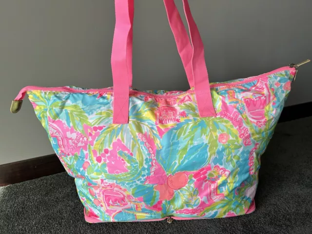 Lilly Pulitzer Getaway Packable Beach Tote Multi-Color with Inner Pocket Florida