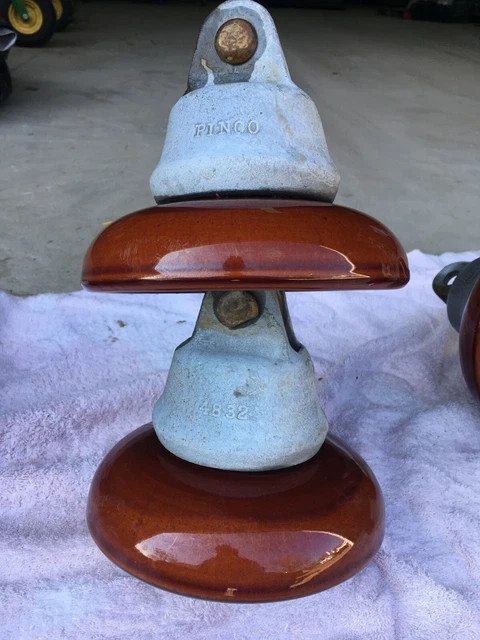 Vintage "Pinko" Large Brown Porcelain Insulators ~ 1966 Rare