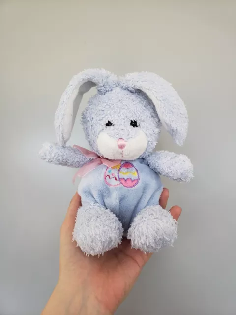 SOFT BLUE BUNNY Rabbit Pink Bow Embroidered Easter Eggs Plush Comforter ...
