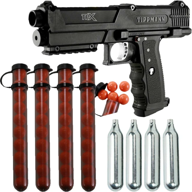 TIPPMANN TIPX CO2 Paintball Pistol .68 Gun + 4 12gram + 40 Orange Crush