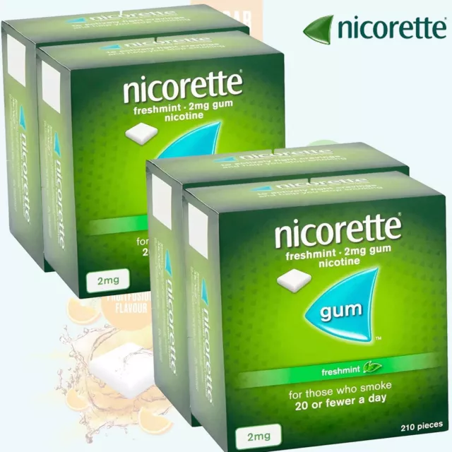 Nicorette Freshmint 2mg Gum Nicotine 210 Pieces (Stop Smoking Aid)- Pack 4