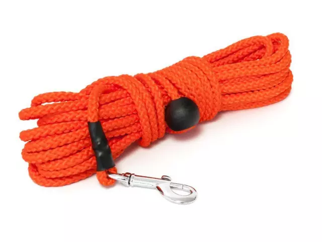 Mystique® Nylon Hundeleine Feldleine Suchleine Schleppleine rund 7mm neon orange