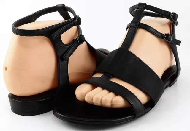 $120 ENZO ANGIOLINI NYRI 3 Black Designer Comfort Flat Ankle Strap Sandals 7.5 M