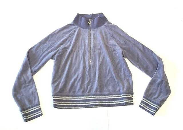Victoria's Secret Women's Medium Velour Long Sleeve Half Zip Crop Pullover Sweat