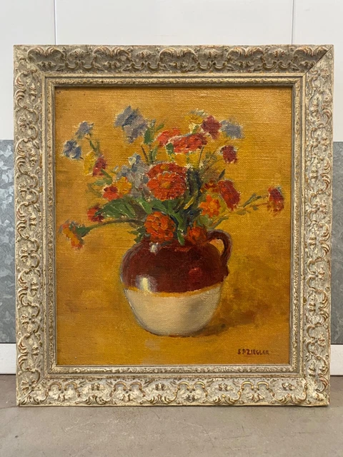 🔥 RARE Antique Early Texas Impressionist Still Life Oil Painting, Ziegler '20s