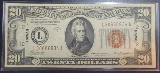 1934A $20 Hawaii Emergency Note