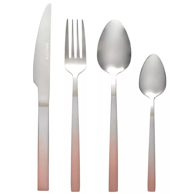 Salter Cutlery Set Stainless Steel 16 Piece Ombre Mirror Finish Silver/Champagne