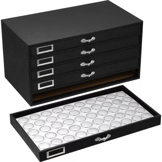 250 Gem Jars Display & Jewelry Storage Case with White Inserts