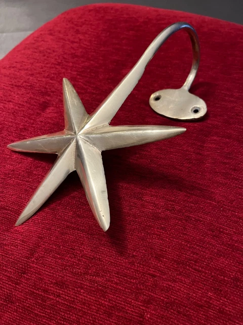 Antique 9 inches solid brass Curtain Tie Backs -Star Shape-4 sets available(8)