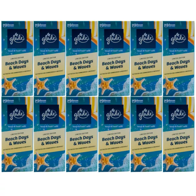 Glade Mini Plage Days ( Jours) & Flots Tactile & Fresh 12 X 10ml Recharge