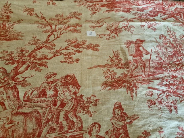 Sac Zippé Fait Main En Toile De Jouy Rouge - Avec Initiales - Neuf Sans étiquette