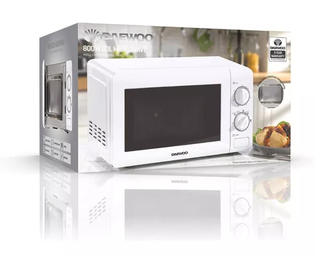 Daewoo KOR6N35S 800W, 20L Microwave | Easy Clean Stainless Steel White