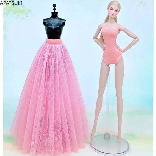 2pcs/set Pink Bikini For Barbie Doll One-Piece Monokini Swimsuit & Skirt Dress