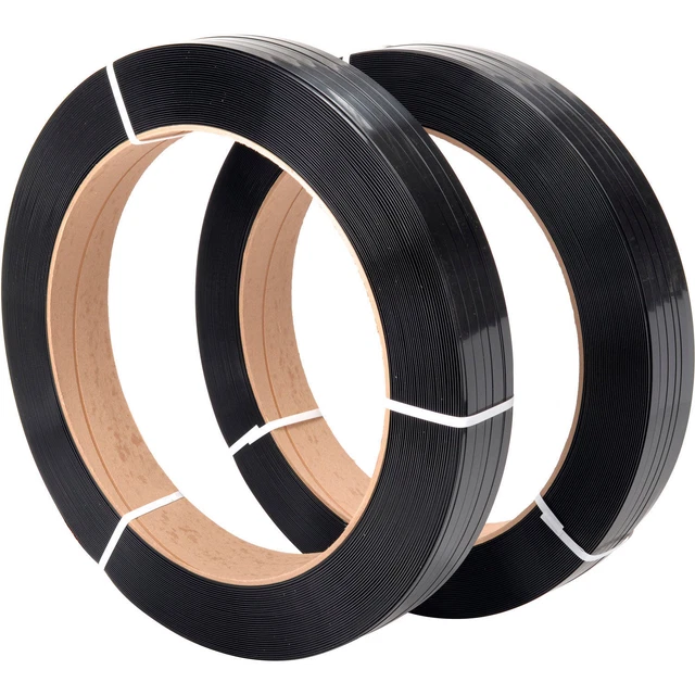 Global Industrial Polyester Strapping, 1/2"W x 3600'L x 0.020" Thick, Black, Lot