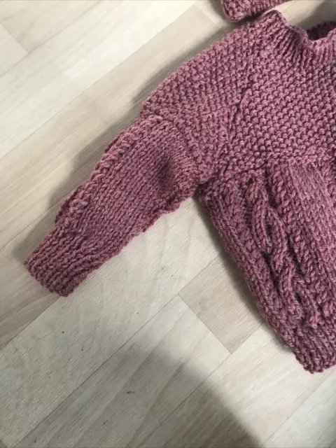 Kinder 22 Zoll aran Pullover und Hut handgestrickt 2