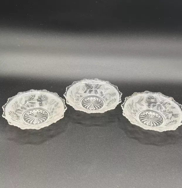 3 Vintage Lead Crystal Cut Glass Bowl Saw Tooth Rim 4 X 1 25 00