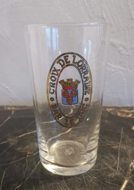brasserie Croix de Lorraine Bar le Duc ancien verre a biere émaillé