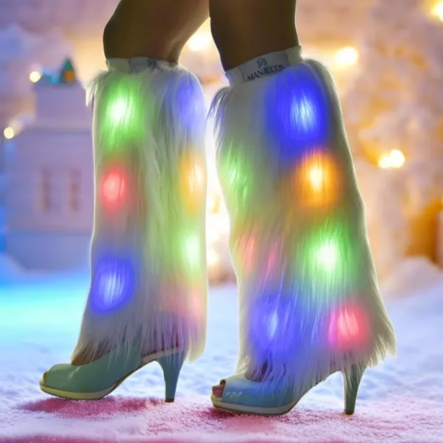 Light Up Leg Warmers,Arm Warmers Sleeves,LED Faux Fur Women's Novelty Leg... 2