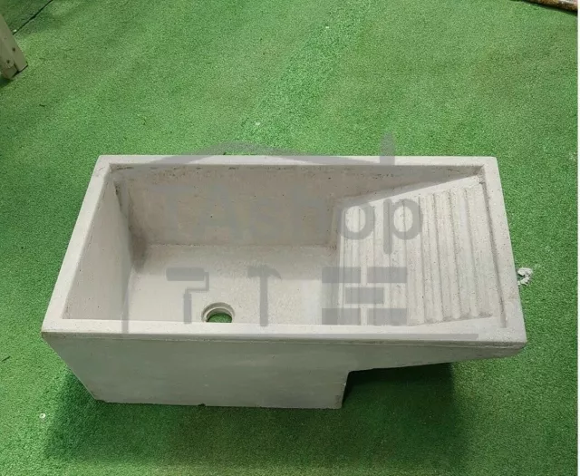 Lavoir en ciment gris pour laver le linge, 69 x 39 x (h) 23 cm