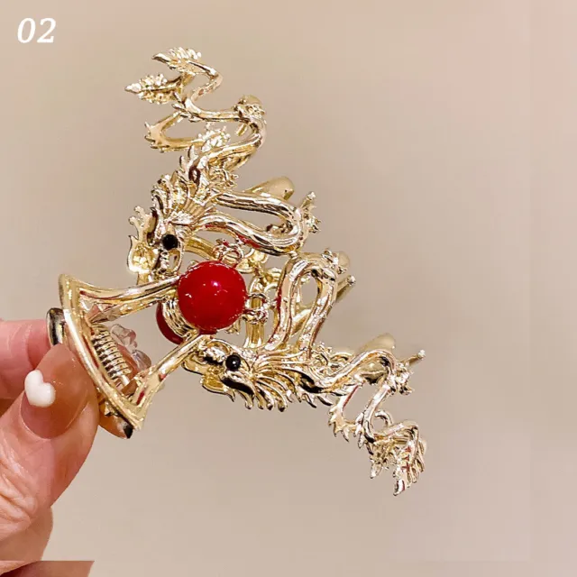 Chinese Dragon Year Hair Claw Metal Dragon Shape Shark Clip Elegant