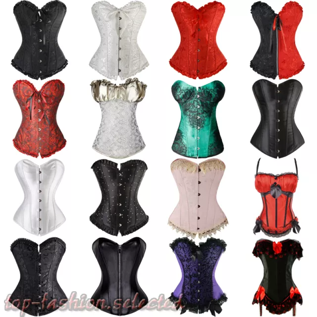 Bustier Corset Top Burlesque Basque Sexy Halloween Dress Boned Lingerie S-6XL UK