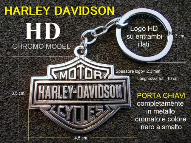 PORTA CHIAVI HARLEY DAVIDSON HD NERO METALLO CROMATO SMALTO Keyring PorteCles