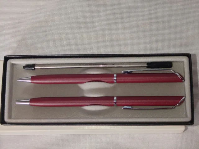 Vintage Quill Made in USA Ballpoint Pen and Mechanical Pencil Set-Maroon, New