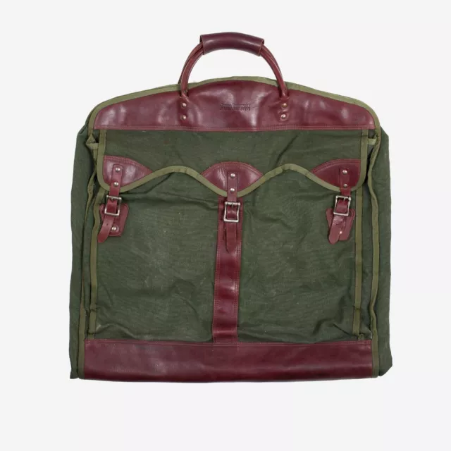 Jesse Brown's Outdoors Canvas Leather Garment Bag Green Brown Cordovan 24 x 22