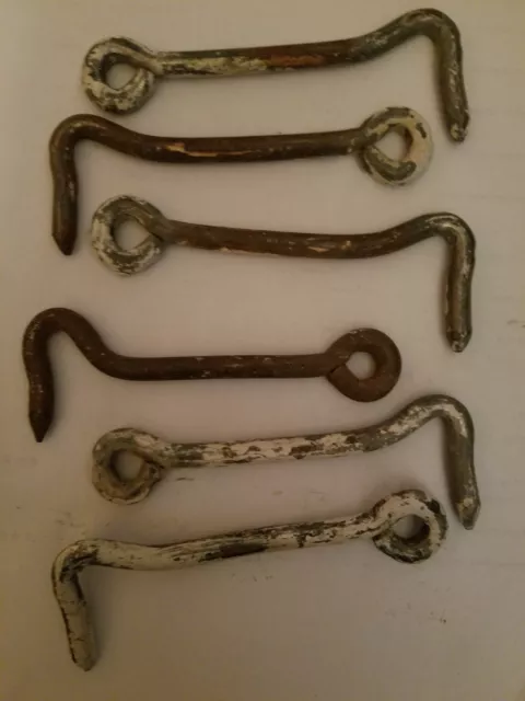 Vintage Rustic Farm Barn Shed Door Gate Latch Hooks.  Lot of 6.  L862