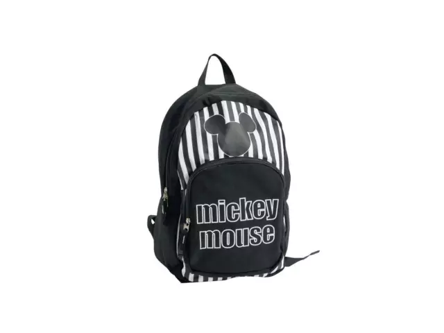 Sac à dos noir fermeture éclair Mickey Mouse Design sac d'école de voyage 42cm