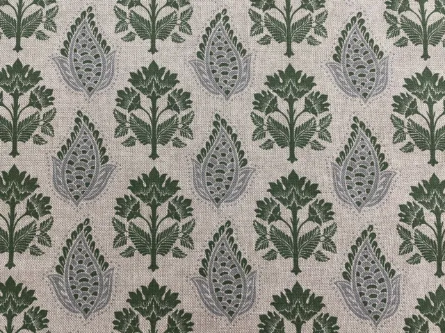 Petite Agar Morris Linen GREEN GREY Fabric Curtain Blind Upholstery Craft