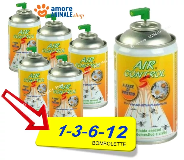 AIR CONTROL S → 1/ 3/ 6/ 12 bombolette Insetticida al Piretro per Mosche Zanzare