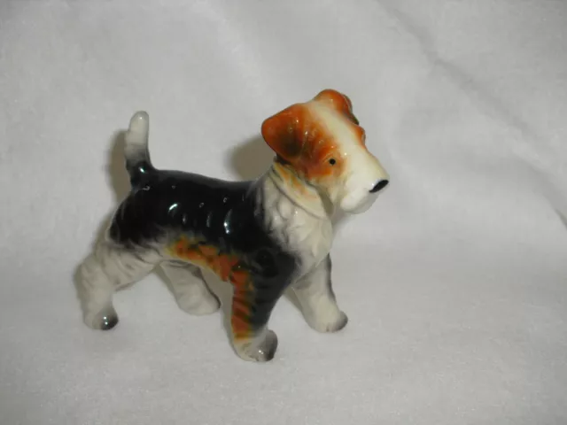 Vintage Airedale Terrier Dog Figurine Ceramic Porcelain Gloss Glaze 3.25" x 4"