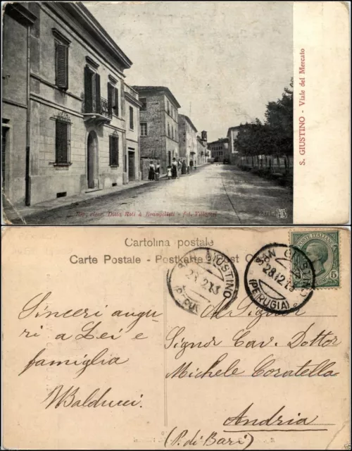 S.Giustino, Perugia, viale del mercato, animata, viaggiata1913