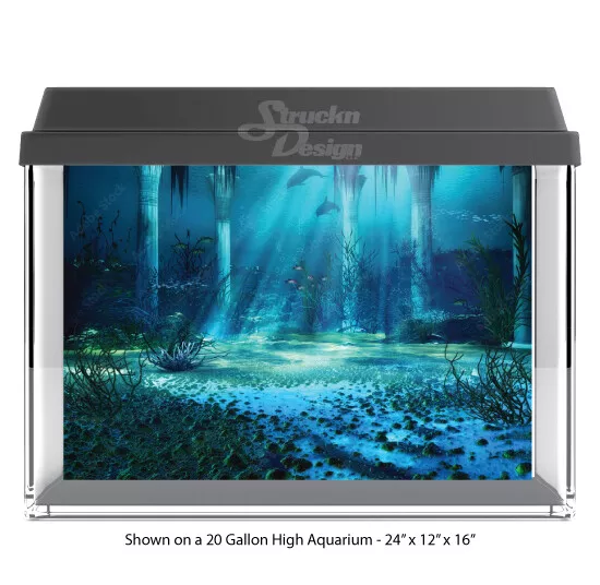 Underwater Column Ruins Polyester Fish Tank Glass Backdrop Aquarium Background