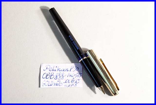 Stylo Plume Pelikan 120 à Piston - Plume Or 14 Carats, Vert Et Noir, Occasion Fonctionnel